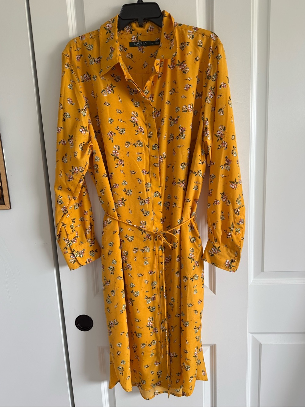 Lauren Ralph Lauren Yellow Floral Button-Front Shirt Dress
